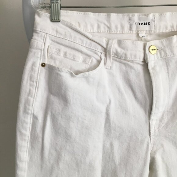 FRAME Denim Le Garcon Blanc 5 Pocket Logo Hardware Jeans - Picture 7 of 15